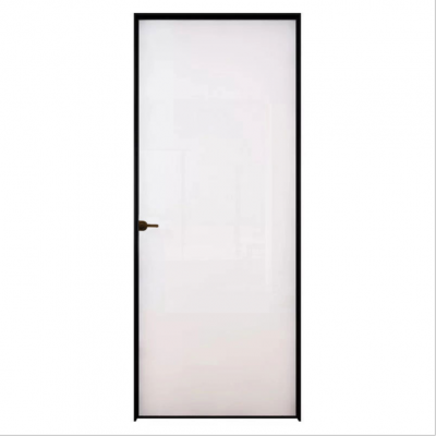 Custom Bathroom and Toilet Double Frosted Glasses black Aluminum Casement swing Doors