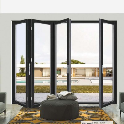 French style aluminum folding door double Tempered glass folding door system