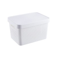 Plastic storage basket with lid Nordic color stackable desktop box kitchen and toilet wholesale