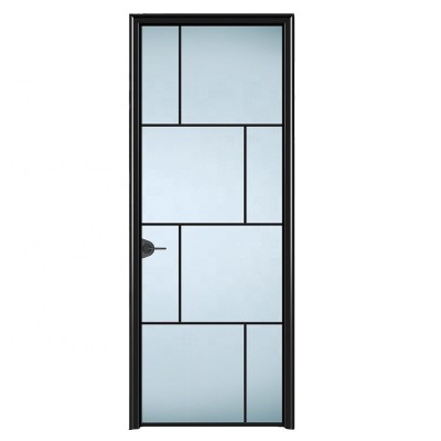 Custom Interior Bathroom ins style Aluminum Alloy Black Toilet Kitchen Glass Swing Doors